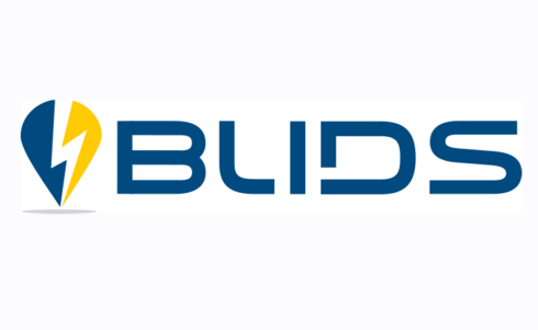 Logo der Organisation BLIDS mit einem Blitzsymbol in Blau und Gelb.