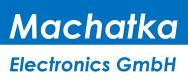Machatka Electronics GmbH logo in blauer Schrift auf weißem Hintergrund.